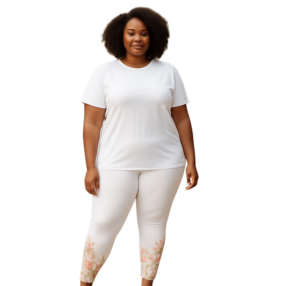 Susan Graver White Floral Wide Leg Pants